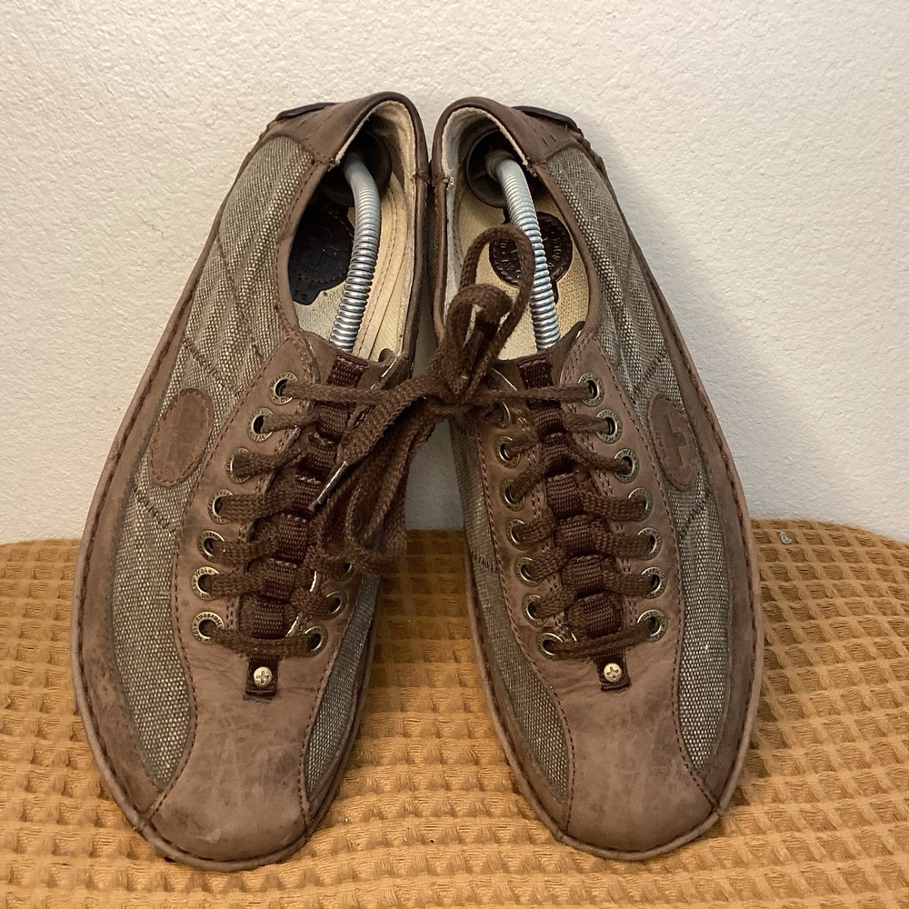 DR. MARTENS Kelsey Mens Sz 10 Brown Leather Canvas Lace Up SHOES - Picture 7 of 8